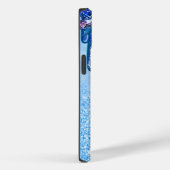 Chic ice blue ombre glitter druppelt monogram note Case-Mate iPhone case (Achterkant / Rechts)