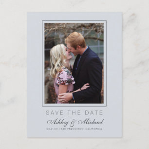 Chic Ice Blue Save the Date Verloving Photo Aankondigingskaart