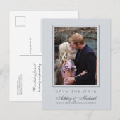 Chic Ice Blue Save the Date Verloving Photo Aankondigingskaart (Voorkant / Achterkant)