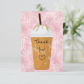 Chic Iced Koffee Bling Roze Bedankkaart (Staand voorkant)