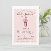 Chic ijs gestreepte babyshower kaart (Staand voorkant)