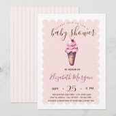 Chic ijs gestreepte babyshower kaart (Voorkant / Achterkant)