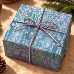 Chic Ijsblauw Aqua Druppelende Glam Verjaardag Cadeaupapier