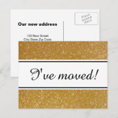 Chic Ik heb faux gouden glitter bewegende briefkaa Aankondigingskaart (Voorkant / Achterkant)