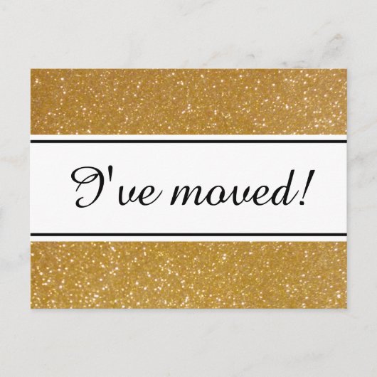 Chic Ik heb faux gouden glitter bewegende briefkaa Aankondigingskaart (Voorkant)