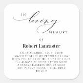 Chic in liefdevolle herinnering, Memorial Candle F Vierkante Sticker (Voorkant)