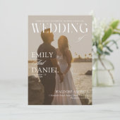 Chic in stijl Fototijdschrift bruiloft Kaart (Staand voorkant)