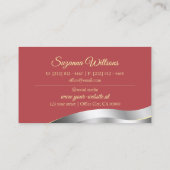 Chic Indian Red Wavy Silver Decor met Initialen Visitekaartje (Achterkant)