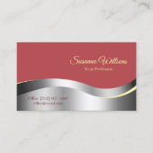 Chic Indian Red Wavy Silver Decor met Photo Smart Visitekaartje (Voorkant)