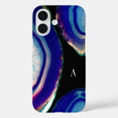 Chic Indigo Agate Geode Monogram Case-Mate iPhone Case (Achterkant)