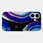 Chic Indigo Agate Geode Monogram Case-Mate iPhone Case (Achterkant (horizontaal))