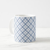 Chic Indigo Blauw Wit Preppy Check Koffie Mok (Voorkant links)