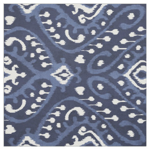 Chic indigo blue en white ikat tribale patronen stof