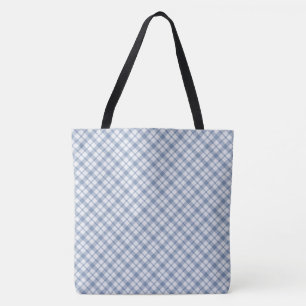 Chic Indigo Blue en White Preppy Check Pattern Tote Bag