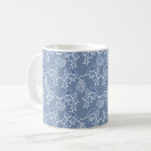 Chic Indigo Blue Ethnic Floral Print Coffee Mok (Voorkant links)