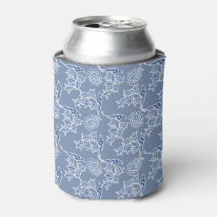 Chic Indigo Blue Ethnic Floral Print Koelbox Blikjeskoeler