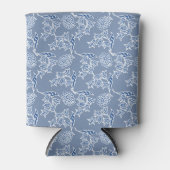 Chic Indigo Blue Ethnic Floral Print Koelbox Blikjeskoeler (Voorkant)