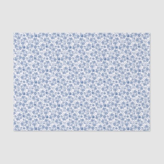 Chic Indigo Blue Ethnic Floral Print Tissue Paper Tissuepapier (Voorkant)