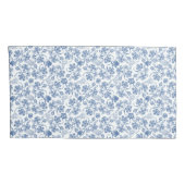 Chic Indigo Blue op White Ethnic Floral Print Kussensloop (Achterkant-Rechts)