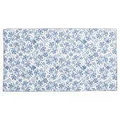 Chic Indigo Blue op White Ethnic Floral Print Kussensloop (Voorkant-Rechts)