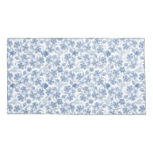 Chic Indigo Blue op White Ethnic Floral Print Kussensloop (Achterkant-Links)