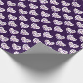 Chic Indigo Roze Blauwe Bloem Patroon Harten Cadeaupapier (Hoek)