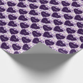 Chic Indigo Roze Blauwe Bloem Patroon Harten Cadeaupapier (Hoek)