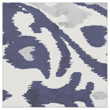 Chic indigoblauw grijs-witte-ikattribale patronen