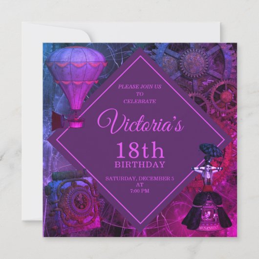 Chic Industrial  Birthday Invitation Kaart (Voorkant)
