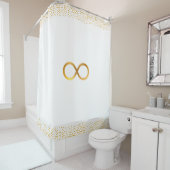 Chic Infinity Symbool & Gold Confetti op wit Douchegordijn (In situ)