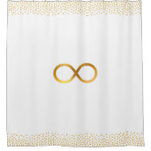 Chic Infinity Symbool & Gold Confetti op wit Douchegordijn (Voorkant)