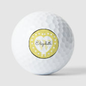 Chic Initiaal Letter Monogram Geel Wit Hart Golfballen (Voorkant)