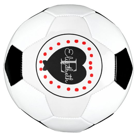 Chic Initiaal Monogram zwart grijs rood hart Voetbal (Gedraaid)