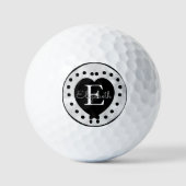 Chic Initiaal Monogram zwart wit grijs hart Golfballen (Voorkant)