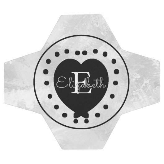 Chic Initiaal Monogram zwart wit grijs hart Voetbal (Enkel)