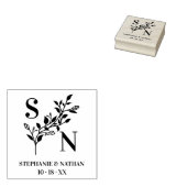 Chic Initials & Names Wildflowers Wedding Branches Rubberstempel (Gestempeld)