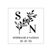 Chic Initials & Names Wildflowers Wedding Branches Rubberstempel (Afrduk)