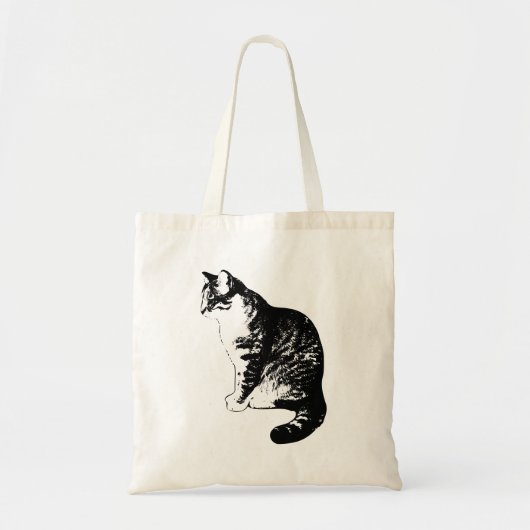 Chic Ink Gestreepte Tabby Cat Side Uitzicht Tas (Voorkant)