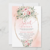 Chic Instant Download Blush Gold Sweet 16 Birthday Kaart (Voorkant)