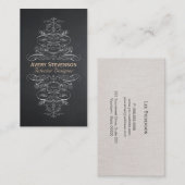 Chic  Interior Designer Rustic Black Visitekaartje (Voorkant / Achterkant)