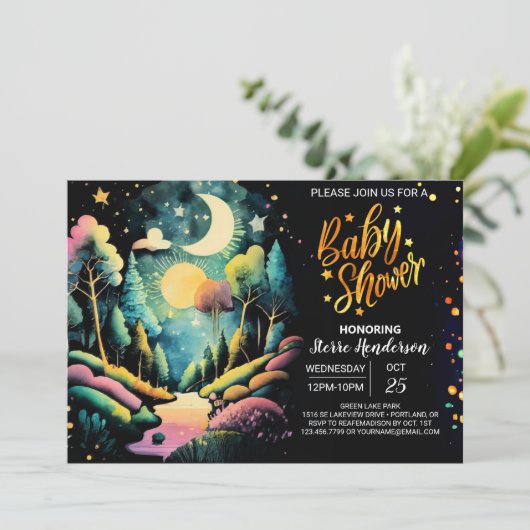 Chic Into the Bossen Baby shower Kaart (Staand voorkant)