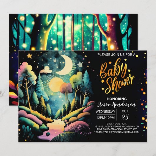 Chic Into the Bossen Baby shower Kaart (Voorkant / Achterkant)