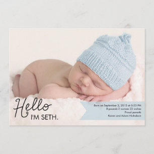 Chic Introduction Birth Announcement - Blue Aankondiging