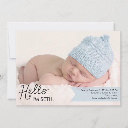 Chic Introduction Birth Announcement - Blue Aankondiging (Voorkant)
