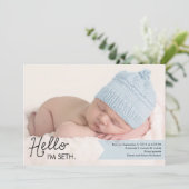 Chic Introduction Birth Announcement - Blue Aankondiging (Staand voorkant)
