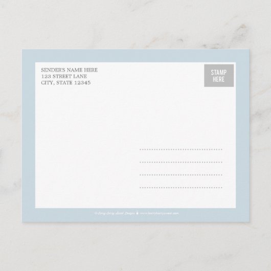 Chic Introduction Birth Announcement - Blue Aankondigingskaart (Achterkant)