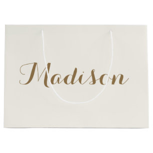 Chic iory crème minimalistisch monogram grote gif groot cadeauzakje