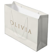 Chic iory crème minimalistisch monogram grote gift groot cadeauzakje (Voorkant Gekanteld)