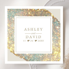 Chic Iridescent Holographic Glitter Wedding Servet