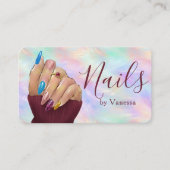Chic Iridescent Opal Manicurist Artist Nail Salon Visitekaartje (Voorkant)